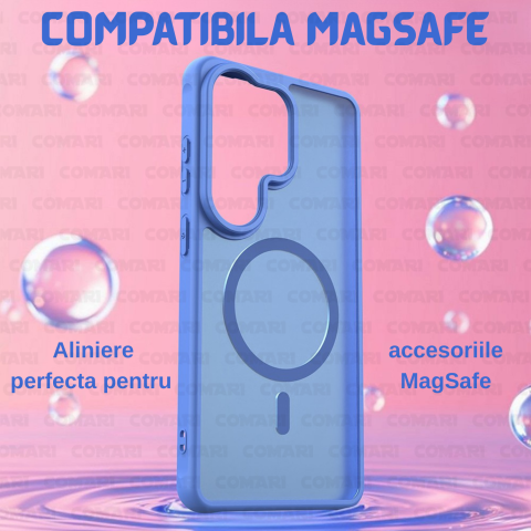 Husa pentru Samsung Galaxy S26 Ultra Comari® Pulse, compatibila MagSafe, protectie avansata, laterale ranforsate, finisaj mat translucid antiamprenta, Albastru Deschis [1]