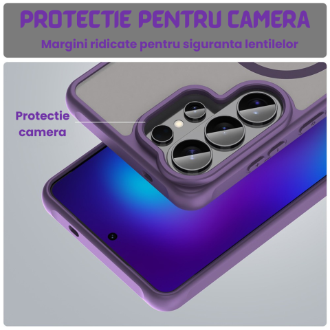 Husa pentru Samsung Galaxy S26 Ultra Comari® Pulse, compatibila MagSafe, protectie avansata, laterale ranforsate, finisaj mat translucid antiamprenta, Mov [2]
