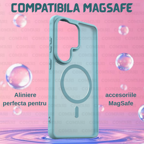 Husa pentru Samsung Galaxy S26 Ultra Comari® Pulse, compatibila MagSafe, protectie avansata, laterale ranforsate, finisaj mat translucid antiamprenta, Verde Menta [1]