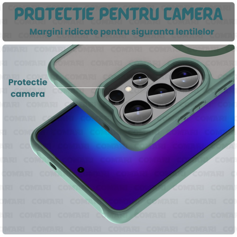 Husa pentru Samsung Galaxy S26 Ultra Comari® Pulse, compatibila MagSafe, protectie avansata, laterale ranforsate, finisaj mat translucid antiamprenta, Verde [3]