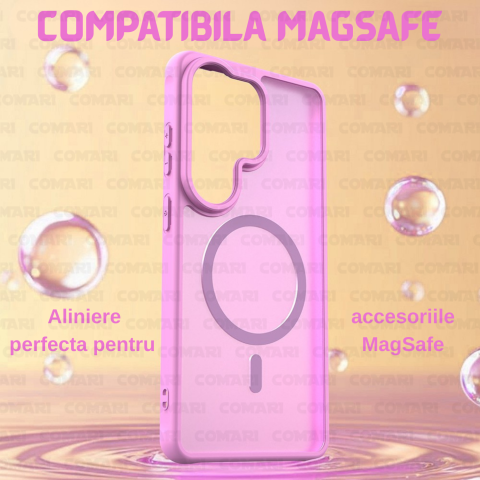 Husa pentru Samsung Galaxy S26 Ultra Comari® Pulse, compatibila MagSafe, protectie avansata, laterale ranforsate, finisaj mat translucid antiamprenta, Roz [1]