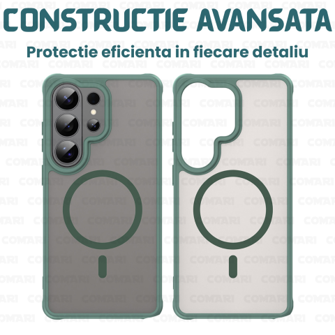 Husa pentru Samsung Galaxy S26 Ultra Comari® Pulse, compatibila MagSafe, protectie avansata, laterale ranforsate, finisaj mat translucid antiamprenta, Verde [1]