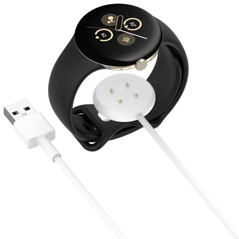 Accesorii SmartWatch - Incarcator pentru Google Pixel Watch3 (41mm, 45mm) / 2 / Fitbit Ace LTE, USB - Techsuit (THC5) - White