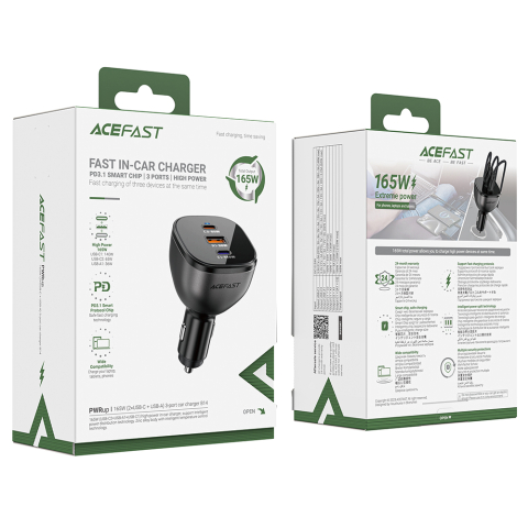 Incarcator pentru Masina 2x USB-C, 165W, Fast Charging, Temperature Control - Acefast (B14) - Black [6]
