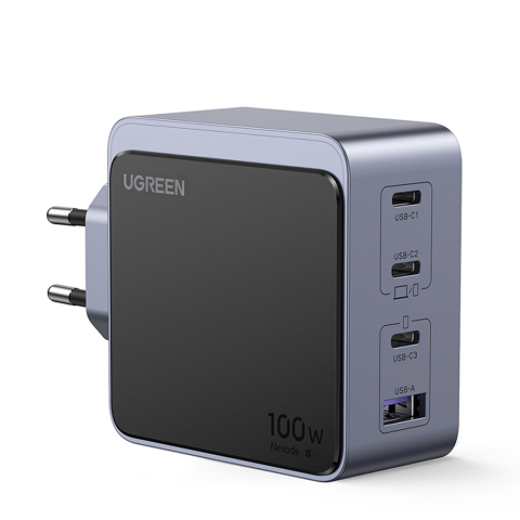 Incarcator pentru Priza USB, 2x Type-C, GaN, Fast Charging, 100W, 3A, PD3.0, QC4.0+ - Ugreen Nexode S X565 (35043) - Grey [1]