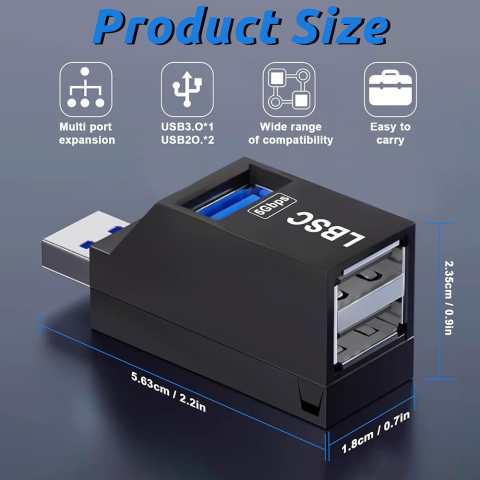 Mini hub USB la 2x USB 2.0, 1x USB 3.0 - Techsuit EchoLink 3 in 1 (H11) - Black [5]