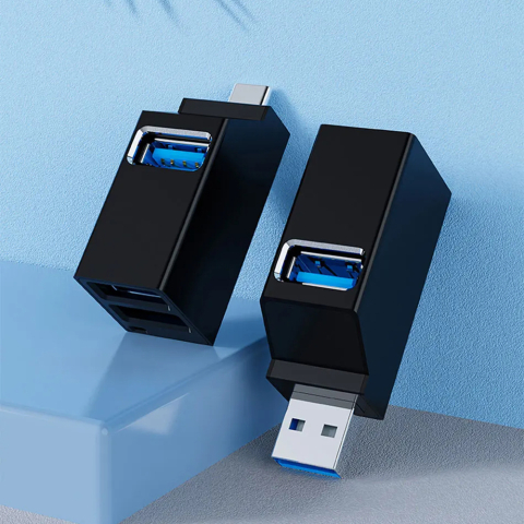 Mini hub USB la 2x USB 2.0, 1x USB 3.0 - Techsuit EchoLink 3 in 1 (H11) - Black [4]