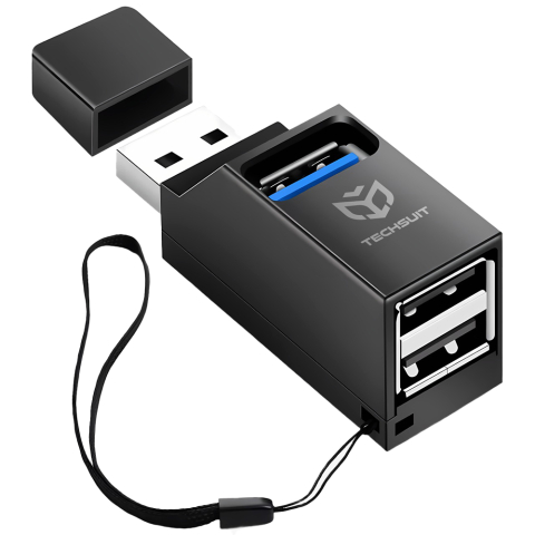 Conectica - Mini hub USB la 2x USB 2.0, 1x USB 3.0 - Techsuit EchoLink 3 in 1 (H11) - Black