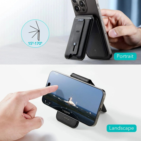 Portofel din piele eco, suport MagSafe cu RFID tech ESR Geo, maro [2]