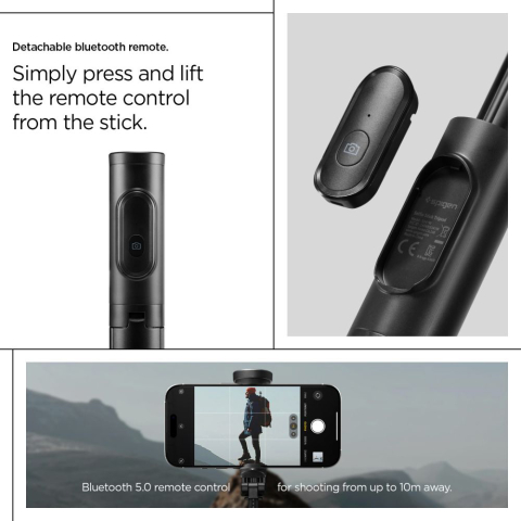 Selfie Stick Bluetooth cu Telecomanda- Spigen (S541W) - Black [20]