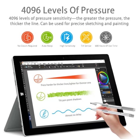 Stylus Pen pentru Tableta Microsoft Surface, Palm Rejection, AAAA Battery, MPP1.51 - Techsuit (F94S) - Black [5]