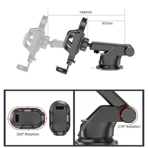 Suport Auto Bord / Parbriz - Techsuit Gravity Grip (S113) - Black [5]