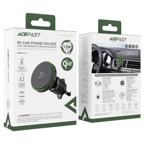 Suport Auto Wireless pentru Telefon, LED Ambient Light, Qi2, 15W - Acefast (D33) - Black [6]