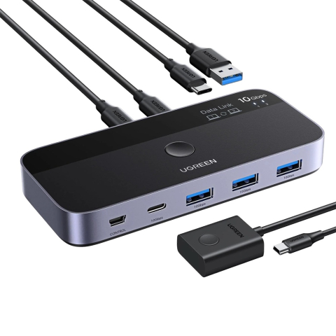 Conectica - Switch 2In 4Out, Type-C, 3x USB, 10Gbps - Ugreen CM691 (45784) - Black