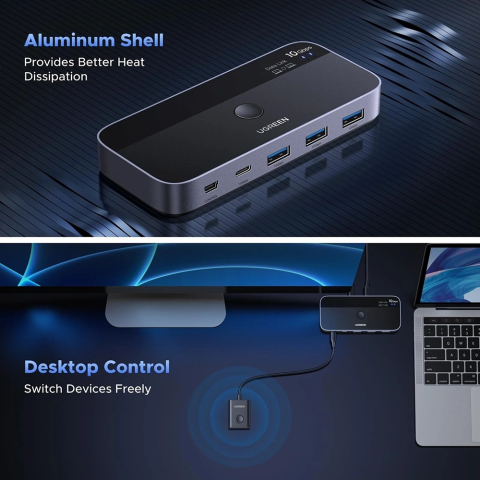 Switch 2In 4Out, Type-C, 3x USB, 10Gbps - Ugreen CM691 (45784) - Black [2]
