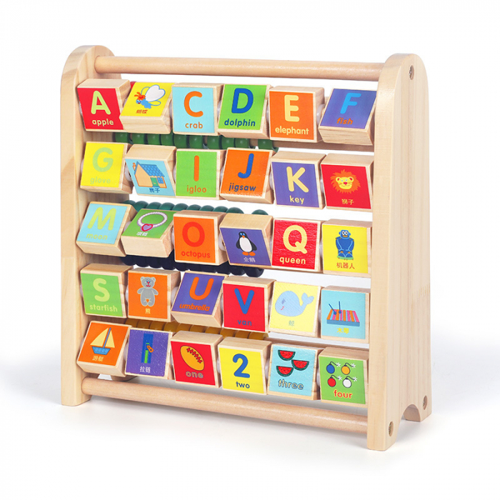 Alfabetar si Abac din Lemn 2 in 1 in limba Engleza, multicolor [1]
