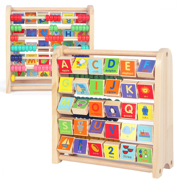 Alfabetar si Abac din Lemn 2 in 1 in limba Engleza, multicolor [2]