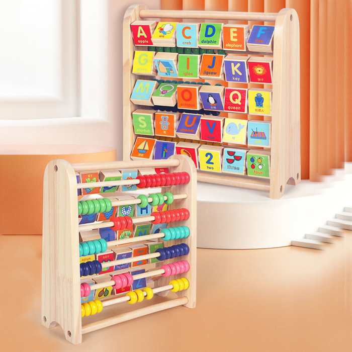 Alfabetar si Abac din Lemn 2 in 1 in limba Engleza, multicolor [4]