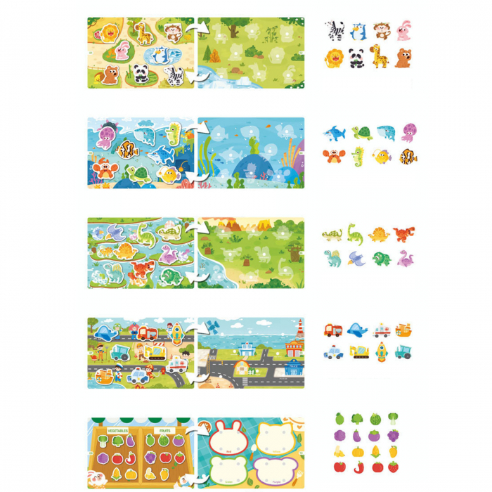 Carte educativa cu stickere reutilizabile Busy Book - Dinozauri, 10 activitati [4]