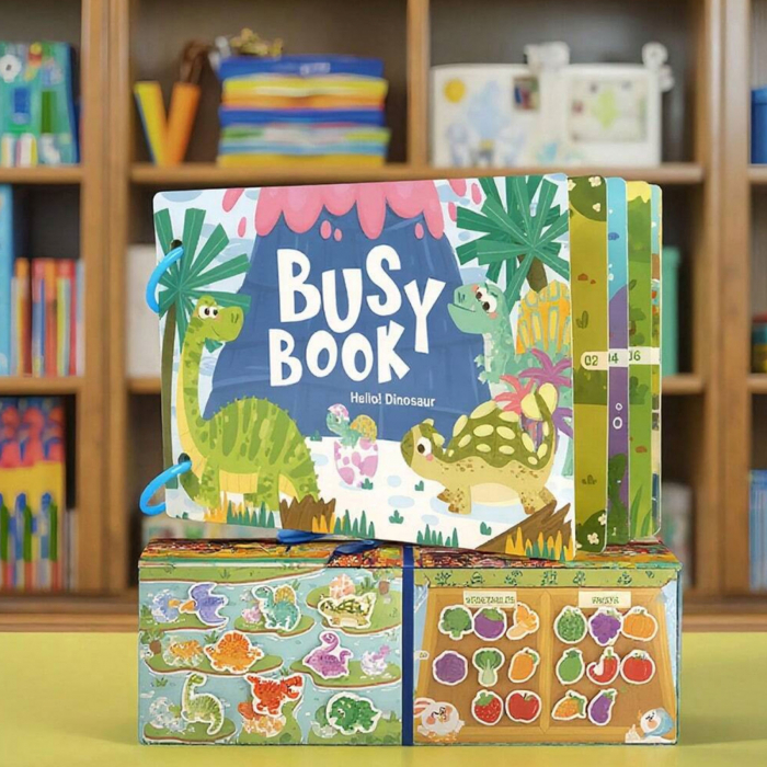 Carte educativa cu stickere reutilizabile Busy Book - Dinozauri, 10 activitati [3]