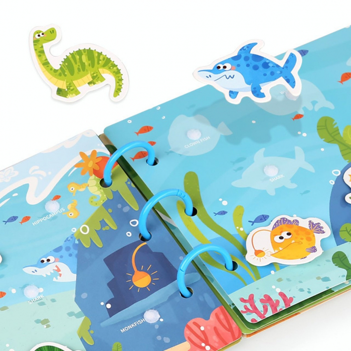 Carte educativa cu stickere reutilizabile Busy Book Preschool- Animale, 10 pagini [3]