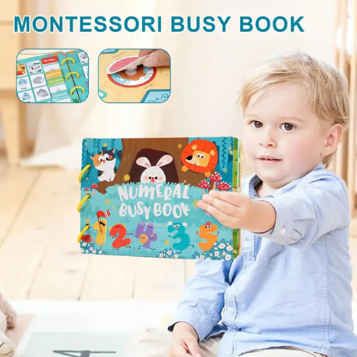 Carte educativa cu stickere reutilizabile Busy Book Preschool- Numere, 10 pagini [4]