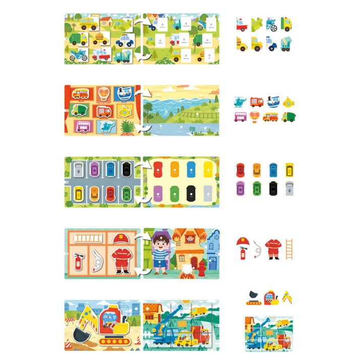 Carte educativa cu stickere reutilizabile Busy Book - Vehicule, 10 activitati [4]