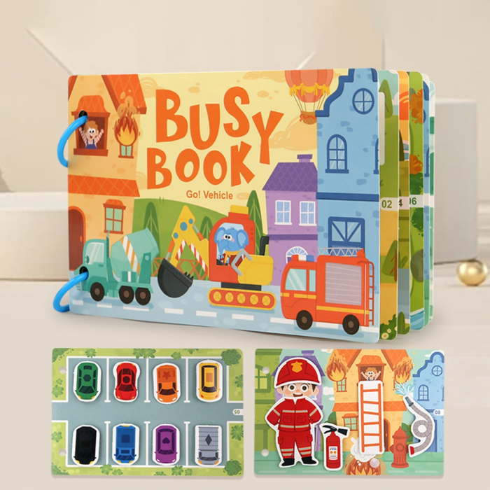 Carte educativa cu stickere reutilizabile Busy Book - Vehicule, 10 activitati [3]