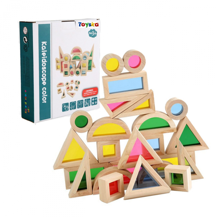 Cuburi senzoriale Kaleidoscop Rainbow, 24 piese [5]