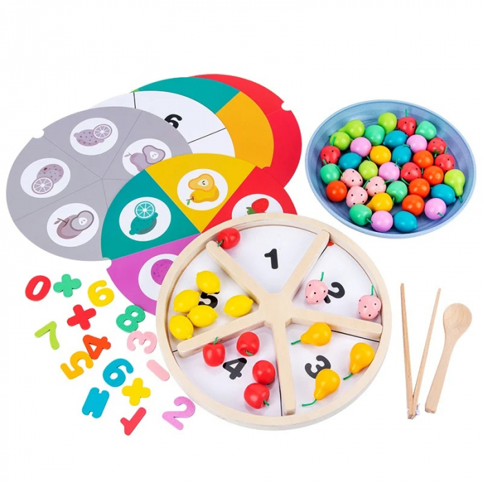Joc Educational Montessori Clasificare Fructe si Culori, 78 Piese, multicolor [2]
