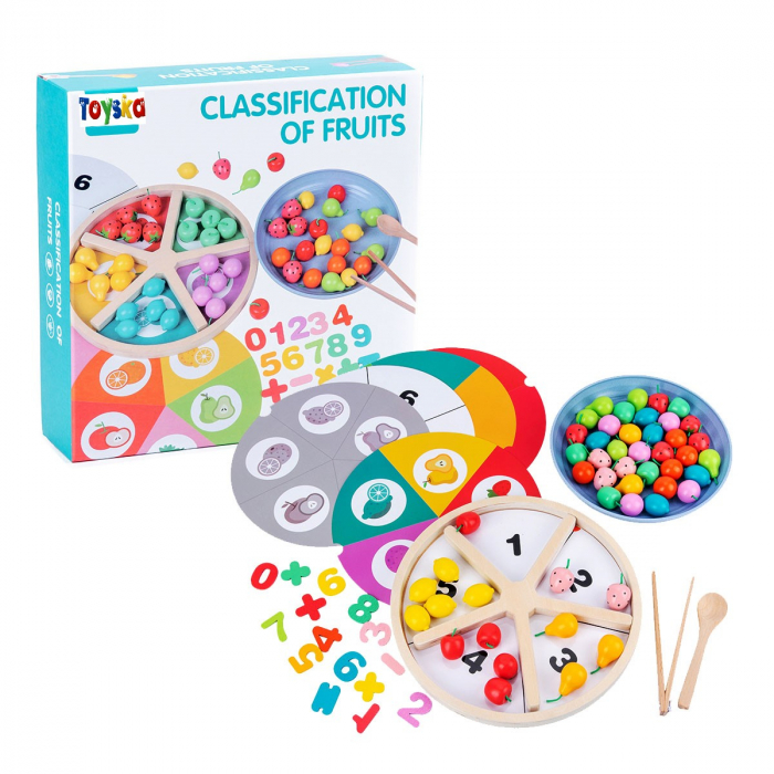 Joc Educational Montessori Clasificare Fructe si Culori, 78 Piese, multicolor [1]
