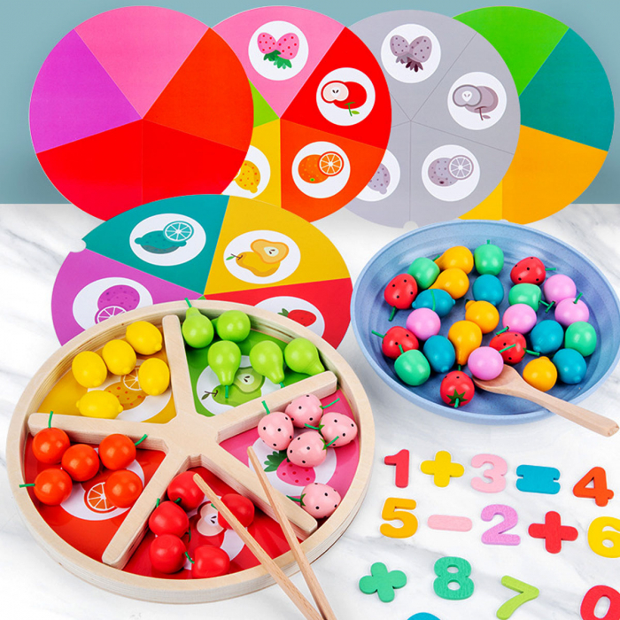 Joc Educational Montessori Clasificare Fructe si Culori, 78 Piese, multicolor [5]