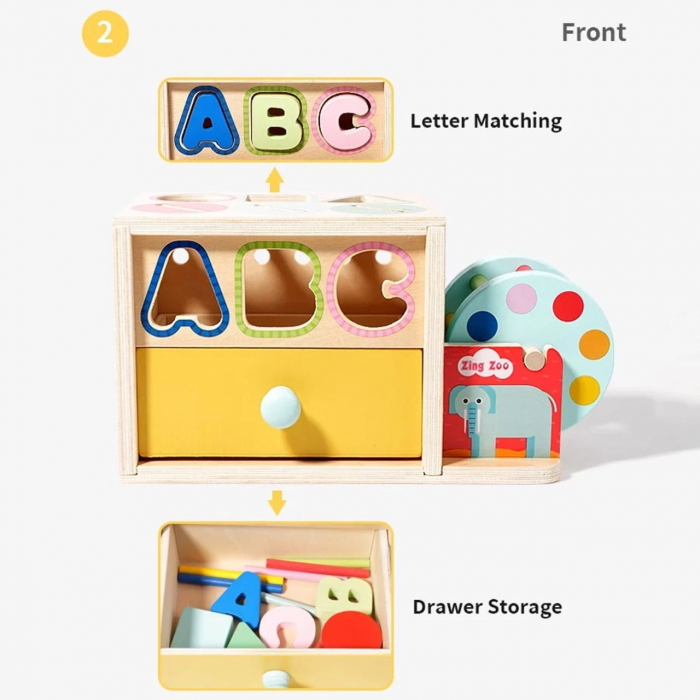 Joc educativ Montessori 3 in 1 – Sortator, Sertare si Cilindru, multicolor [4]