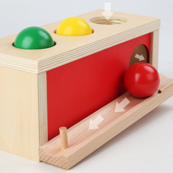 Joc educativ Montessori Cutia Permanentei cu 3 bile colorate si pista, multicolor [3]