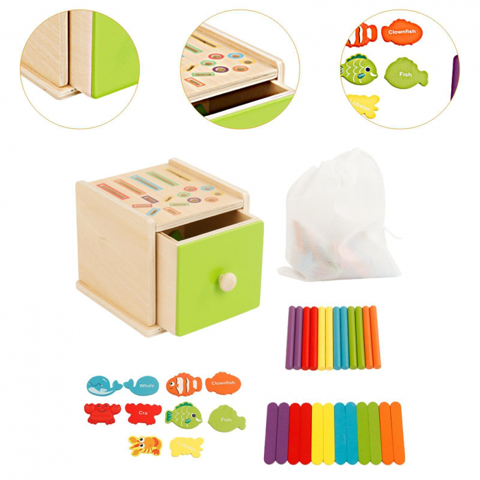 Joc educativ Montessori Cutia Permanentei pentru sortarea formelor si culorilor [3]