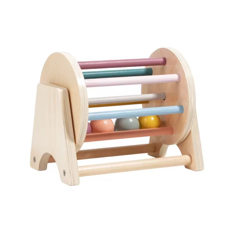 Joc educativ Montessori din lemn Tambur cu bile colorate, multicolor [1]