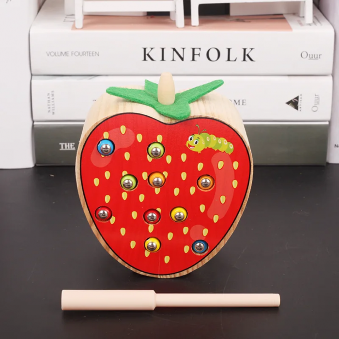 Joc pescuit magnetic Prinde Viermisorii din Capsuna, multicolor [5]