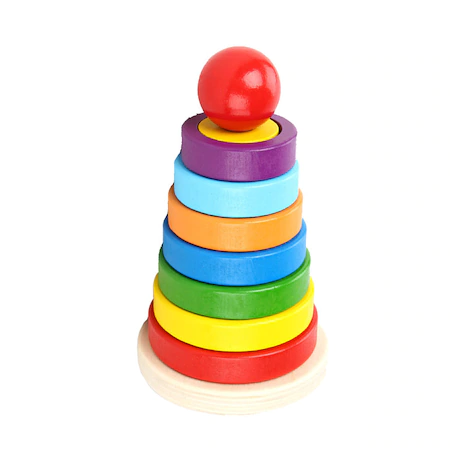 Jucarie din lemn, Turn Montessori de stivuire cu forme geometrice [5]