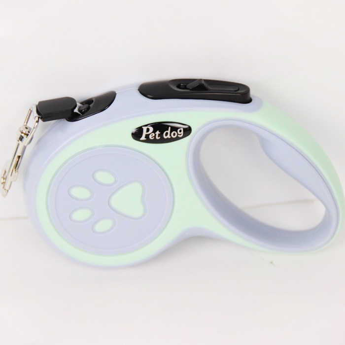Lesa Automata Retractabila, pentru Caini, 3m, 20 kg, ABS, Verde/Bleu, 8x12x4 cm [2]