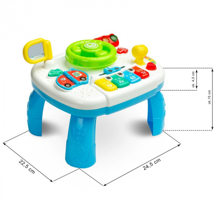 Masuta interactiva de activitati pentru copii 2 in 1 cu volan, multicolor [7]