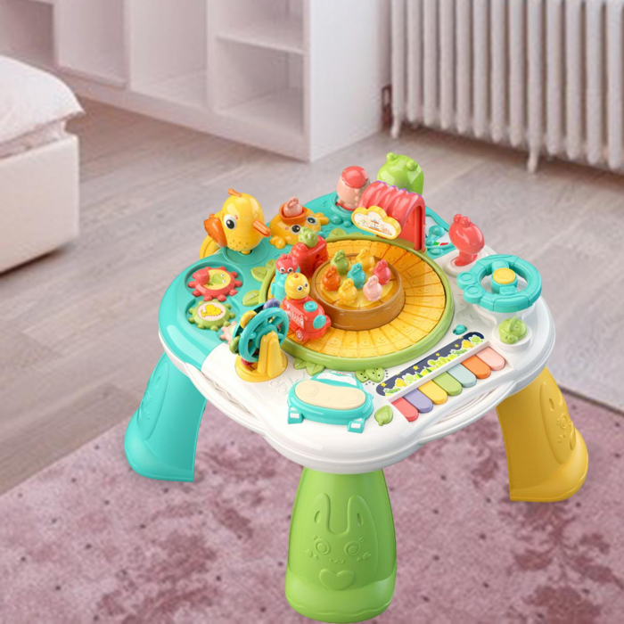 Masuta interactiva de activitati pentru copii cu lumini si melodii, albastru [4]