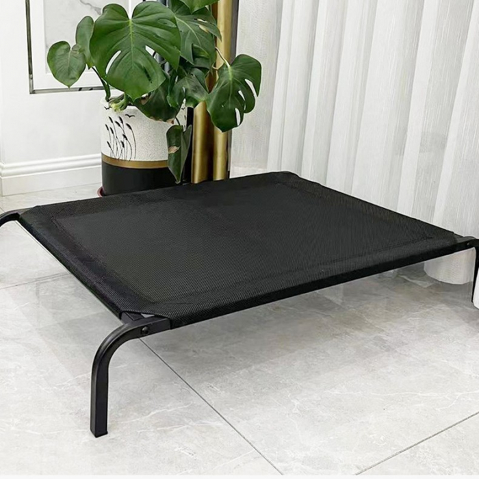 Pat pentru Animalele de Companie,  din Plasa este Rezistent la Umiditate, Picioare de Otel, Respirabil, Marimea M 90 x 60 x 16 cm, Negru [5]