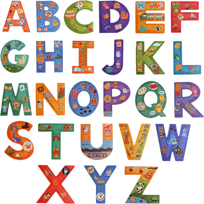 Puzzle cu piese mari Invata Literele, 84 piese, multicolor [2]