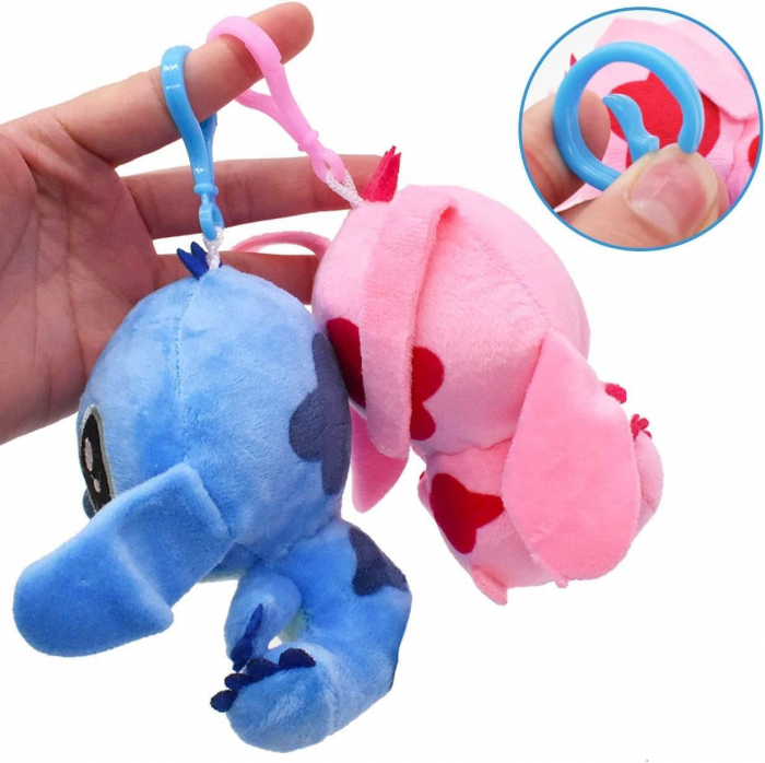 Set 2 jucarii din plus tip breloc Stitch si Angel, Personaje din Lilo&Stitch, 12 cm, multicolor [2]