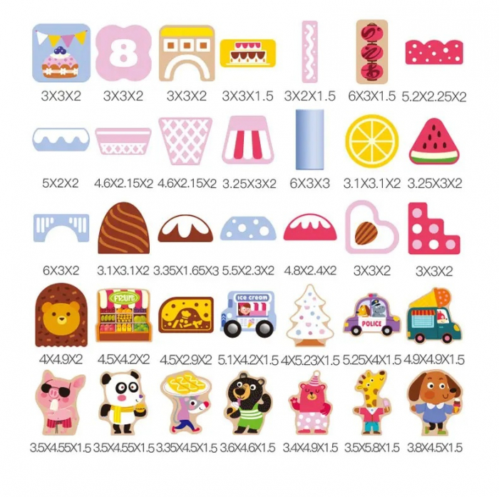 Set cuburi lemn Animale si Inghetata Ice Cream World, 116 piese, multicolor [8]