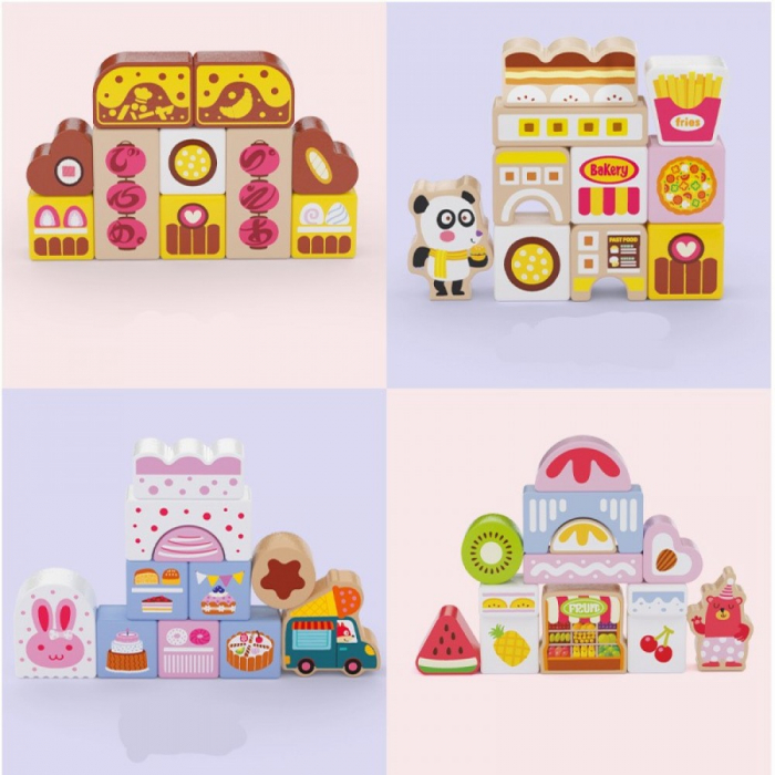 Set cuburi lemn Animale si Inghetata Ice Cream World, 116 piese, multicolor [4]