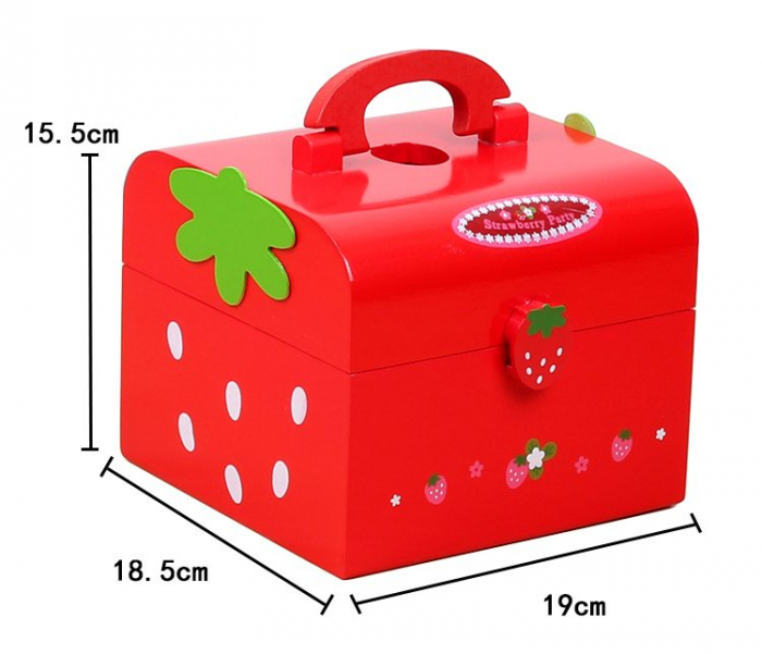 Set de ceai si tort aniversar din lemn in cutie Strawberry Party, multicolor [8]