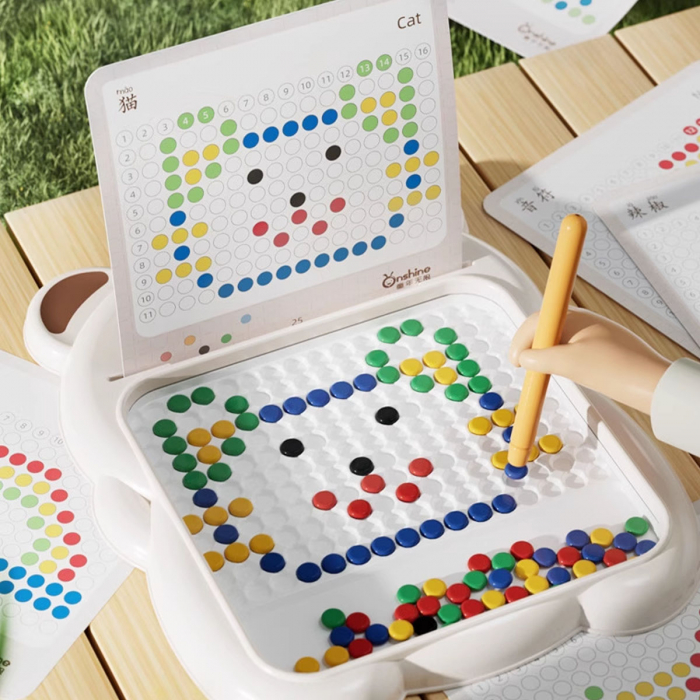 Tabla creativa Mozaic magnetic cu sabloane Ursulet, alb [3]