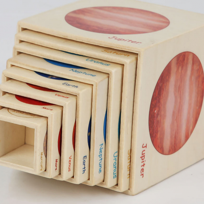 Turn Montessori din lemn 8 cuburi Planete, multicolor [2]