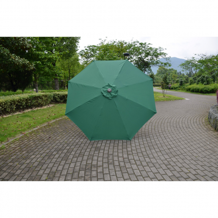 Umbrela Rotunda de Soare pentru Terasa sau Gradina, Diametru 2.70 m, Inaltime 2.80 m, 9 Brate, Manivela, Diametru Tija 35 mm, Inclinare, Verde [4]